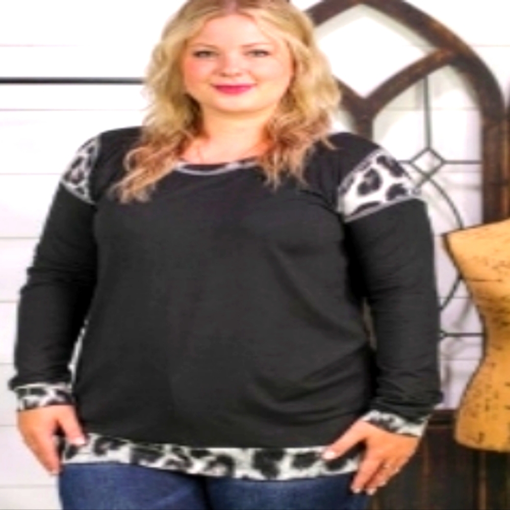 leopard color block long sleeve